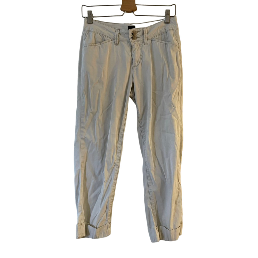 JAG Womens Petry Capri Crop Pants 2 Ivory Slim Fit 4-Pockets Cuffed 23" Inseam